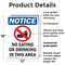 Signmission No Eating Or Drinking, 12 in W x Rectangle, Plastic OS-2PACK-NS-P-1218-V-14500 - alternate 5
